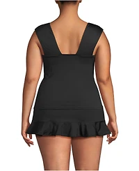 Lands' End Plus Square Neck Underwire Tankini Top