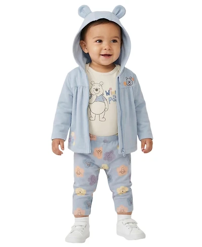Disney Baby Boys' Winnie-the-Pooh Print Jacket, Bodysuit and Pants, 3-Piece Set