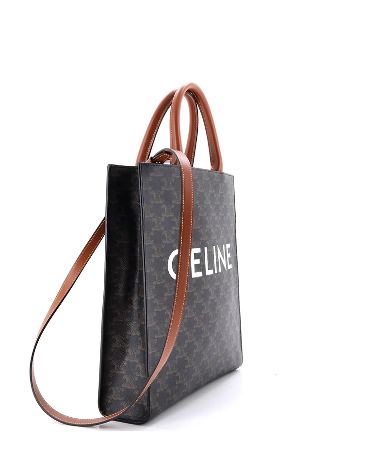 Pre-Owned Celine Small Vertical Cabas Tote Triomphe Coated Canvas