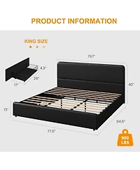 gaomon King Upholstered Platform Bed Frame with Headboard & Storage Drawers