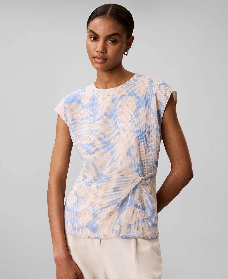 Calvin Klein Women's Short-Sleeve Classic-Fit Crew-Neck Twist Top