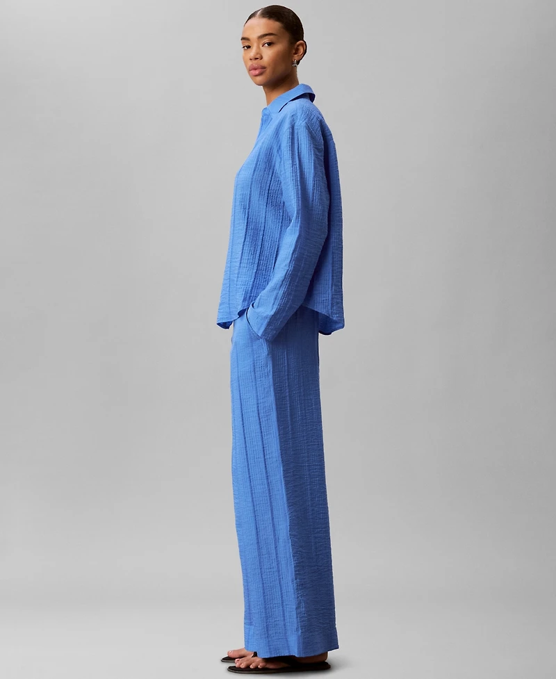 Calvin Klein Women's Wide-Leg Mid-Rise Pants