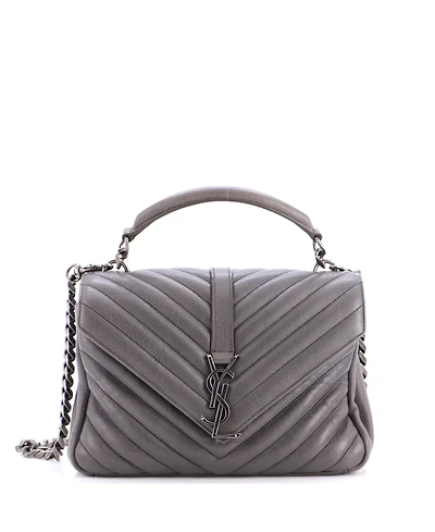 Pre-Owned Saint Laurent Medium Classic Monogram College Bag Matelasse Chevron Leather