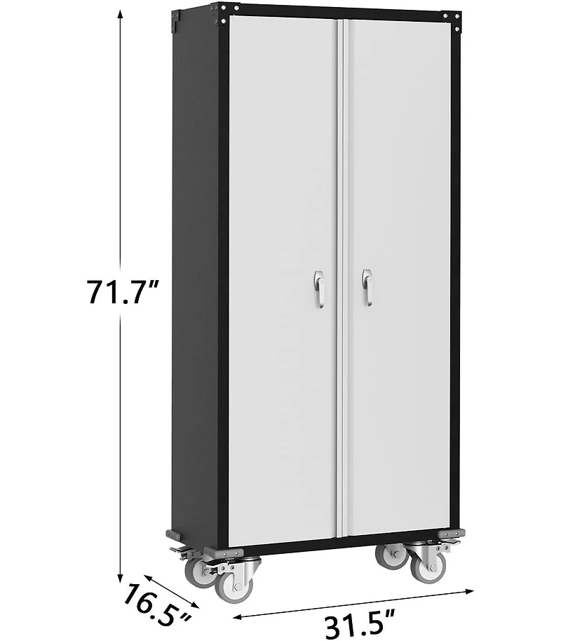 gaomon 71 Inches Tall Heavy-Duty Lockable Metal Storage Cabinet with 360° Wheels, Steel Cabinet with Adjustable Shelves & Doors