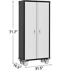 gaomon 71 Inches Tall Heavy-Duty Lockable Metal Storage Cabinet with 360° Wheels, Steel Cabinet with Adjustable Shelves & Doors