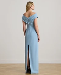 Lauren Ralph Crepe Off-the-Shoulder Gown