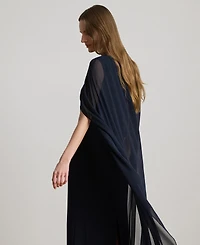 Lauren Ralph Women's Round-Neck Cape-Overlay Georgette Ball Gown