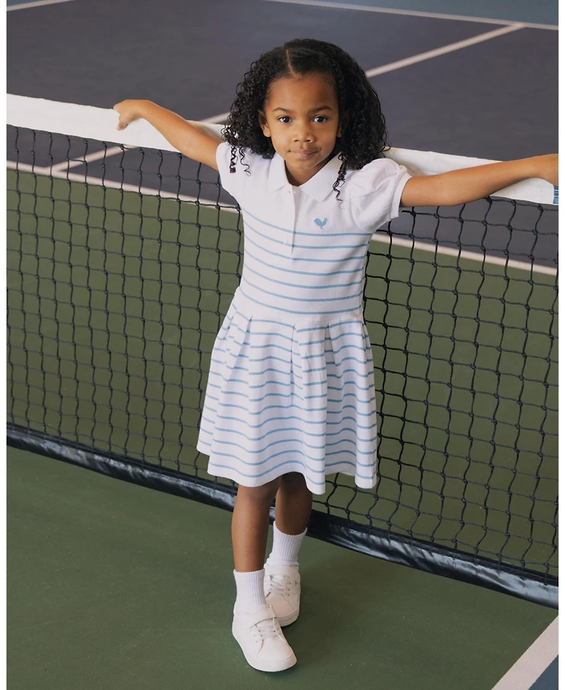 Hope & Henry Little Girls and Organic Puff Sleeve Pique Polo Dress