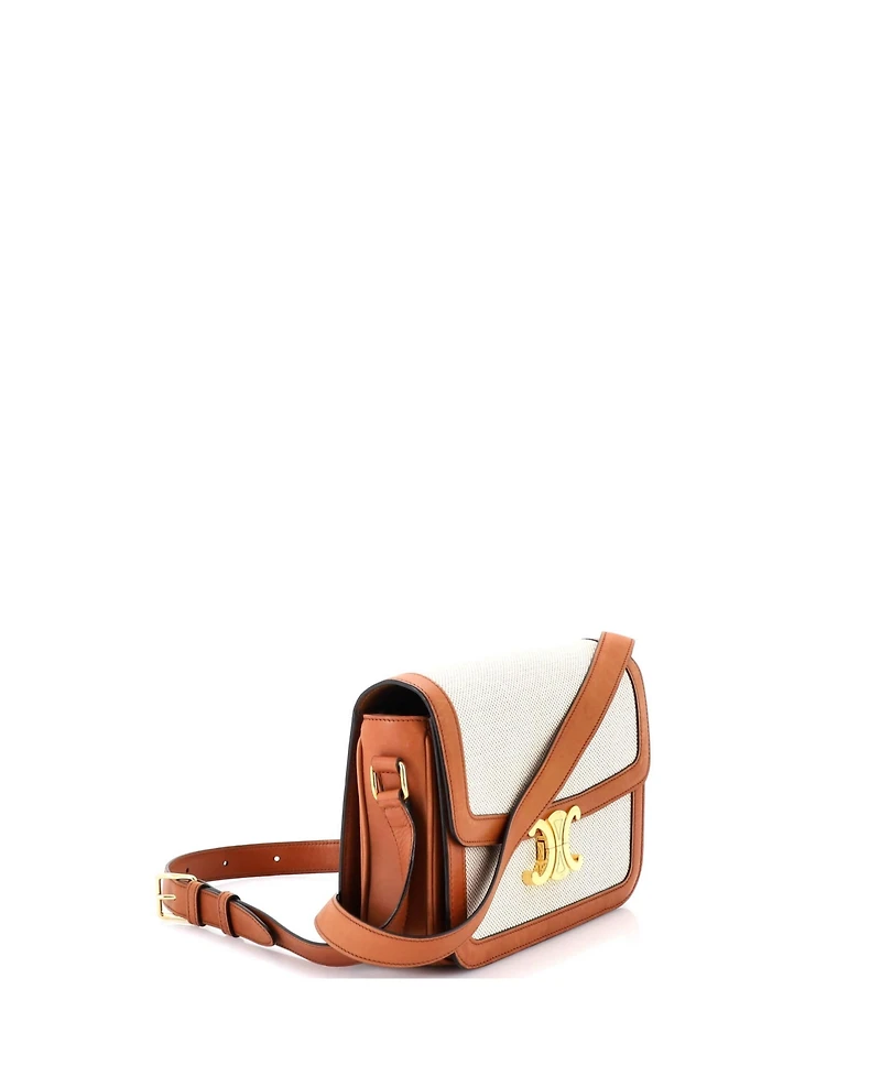 Pre-Owned Celine Medium Triomphe Shoulder Bag Canvas with Leather