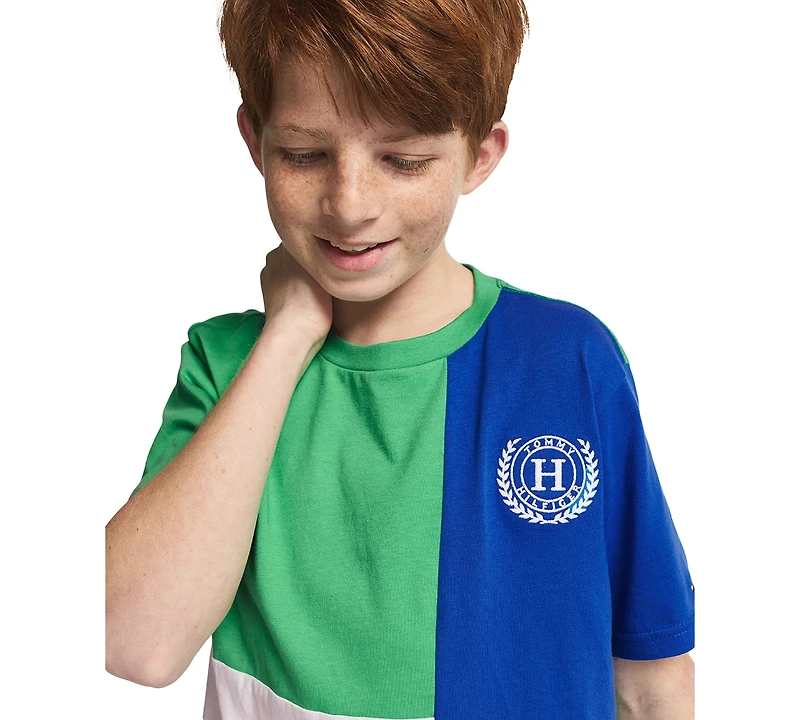 Tommy Hilfiger Boys' 8-20 Tri-Block Short-Sleeve T-Shirt
