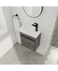 Sillysis 18" Wall Mounted Bathroom Vanity with Resin Sink, Soft Close Door & Ample Storage for Small Spaces