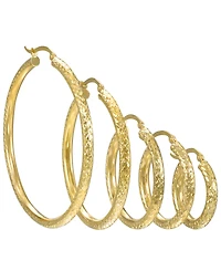 Macy's Diamond Cut Hoop Earrings in 10k Yellow Gold