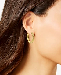 Macy's Diamond Cut Hoop Earrings in 10k Yellow Gold
