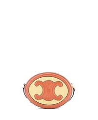 Pre-Owned Celine Triomphe Oval Crossbody Bag Straw and Leather