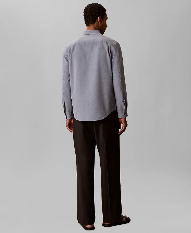 Calvin Klein Men's Yarn-Dyed Stripe Seersucker Classic Button-Down Shirt