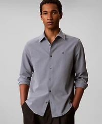 Calvin Klein Men's Yarn-Dyed Stripe Seersucker Classic Button-Down Shirt