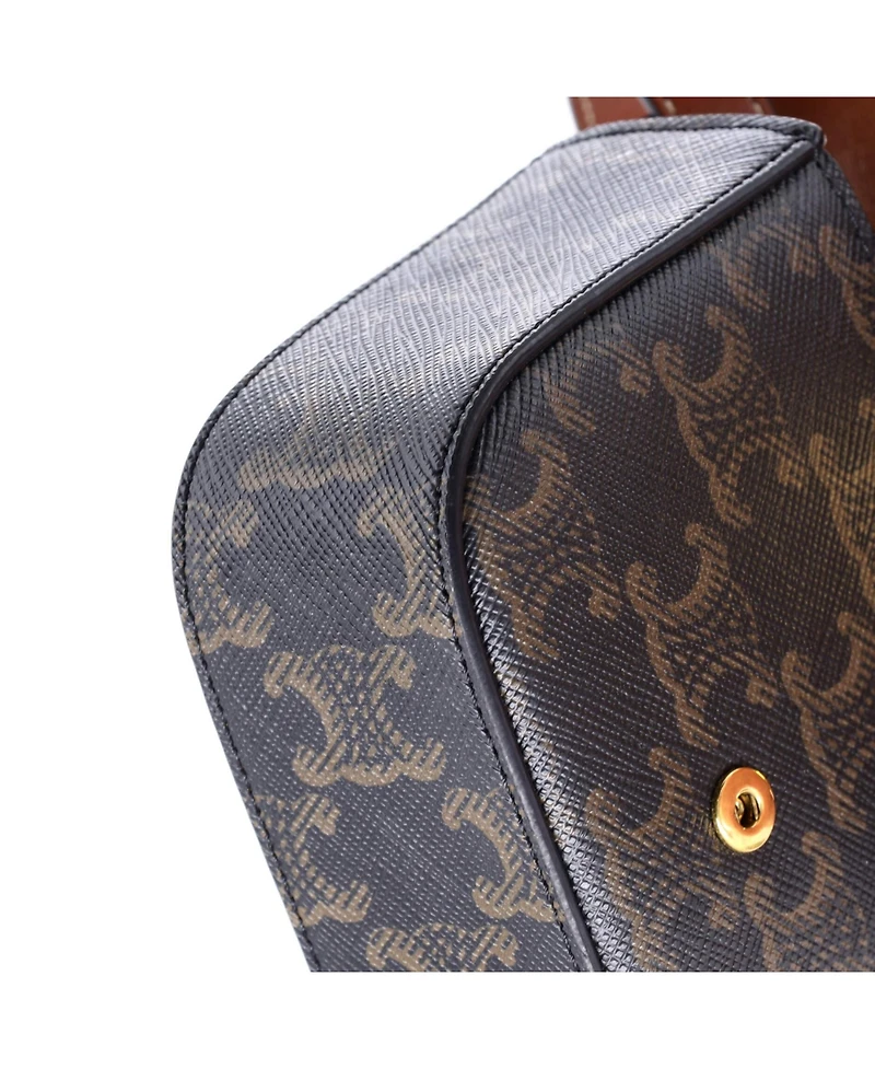 Pre-Owned Celine Mini Triomphe Shoulder Bag Triomphe Coated Canvas