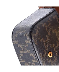 Pre-Owned Celine Mini Triomphe Shoulder Bag Triomphe Coated Canvas