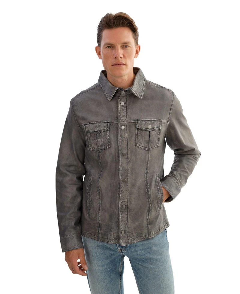 Regency Leathers Men's Gavi Denim Leather Shirt Jacket