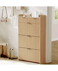 gaomon Slim Modern Fluted Shoe Cabinet with 3 Flip Drawers and 2 Top Drawers