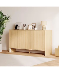 gaomon 58" Fluted Oak Sideboard Buffet Cabinet with Storage, Large Buffet Cabinet with 4 Doors and Adjustable Shelves