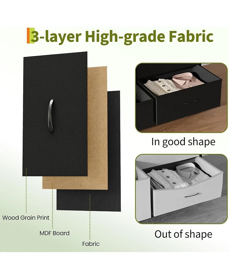 gaomon Tv Stand Dresser for 45-65 Inch Tv, Entertainment Center with Led Lights, 8 Fabric Drawers, Metal Frame Storage Cabinet