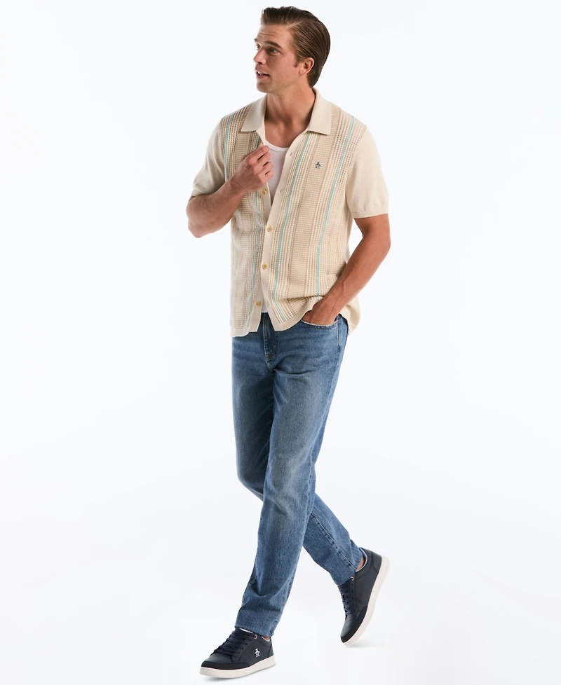 Original Penguin Men's Cotton Vertical Stripe Sweater