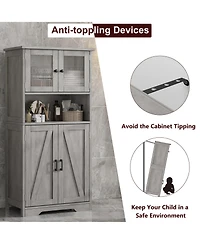gaomon Storage Cabinets, 54 Inch Tall Hutch Bar Cabinet with Glass Doors and Adjustable Shelves