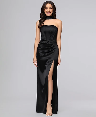 Blondie Nites Juniors' Strapless Sleeveless Gown