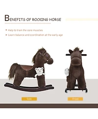 Qaba Kids Plush Ride-On Rocking Horse Toy Chair w/ Soft Plush Toy