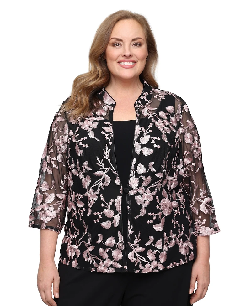 Alex Evenings Plus Scoop Neck Top and Jacket Twinset Dress