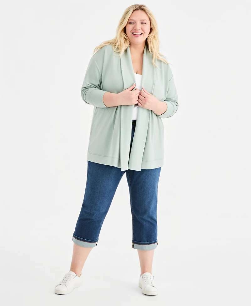 Style & Co Plus LuxSoft French Terry Cardigan, Macy's Exclusive