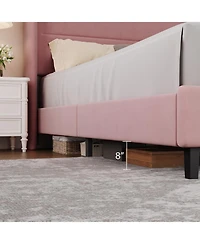 gaomon Full Upholstered Platform Bed Frame with Wingback Headboard, Wood Slats Support, No Box Spring Needed