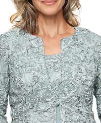 Alex Evenings Women's Empire Waist Long Open Soutache Jacket Dress