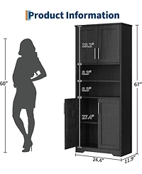 gaomon 67" Tall Kitchen Pantry Cabinet,Farmhouse Cabinet and Coffee Bar with 4 Doors, 1 Drawer, Adjustable Shelf, Microwave St