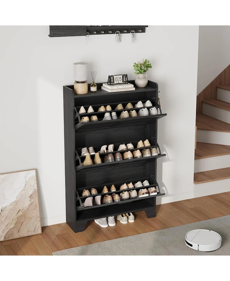 gaomon Shoe Cabinet Storage for Entryway, Narrow with Flip Drawers, Freestanding Hidden Slim Organizer
