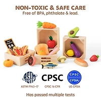 Tiny Land Play Kitchen Accessories – Wooden Play Food for Play Kitchen: Pretend Cooking Set for Kids