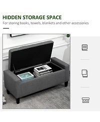 Boyel Living Linen Upholstered Storage Ottoman with Lift Top and Button Tufting