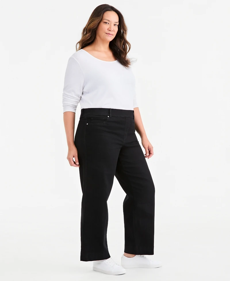 Style & Co Plus High-Rise Wide-Leg Pull-On Jeans, Macy's Exclusive