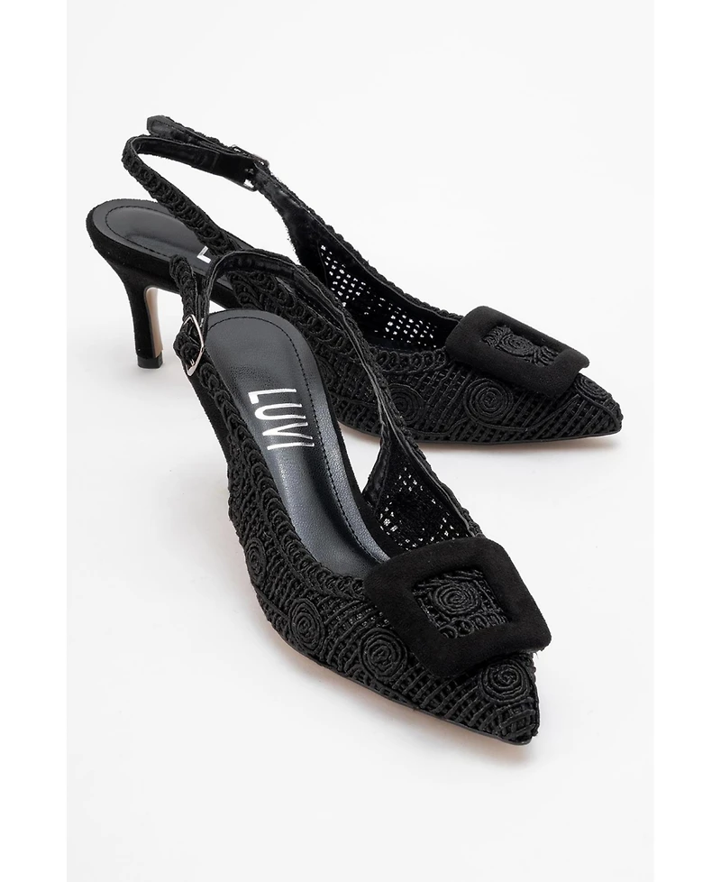 Prologue Shoes Women's Ensley Knitted Buckled Pointed Toe Pump