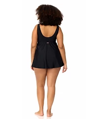 Raisins Curve Plus Lucia V-Neck One-Piece Swim Dress