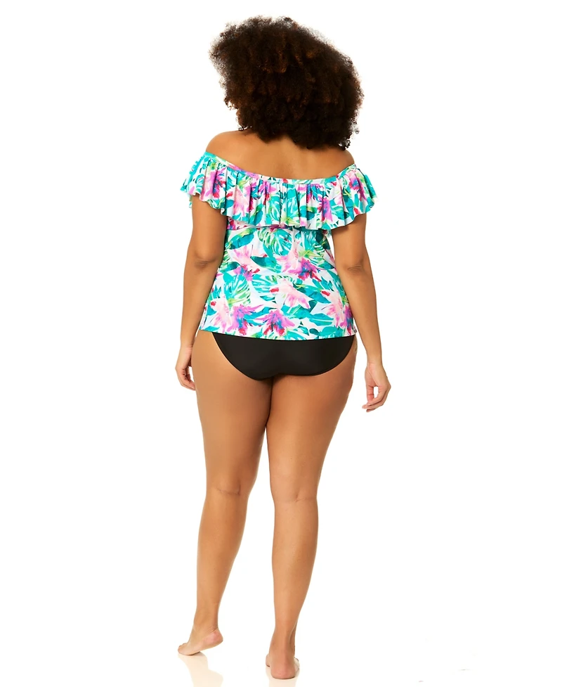 Raisins Curve Plus Tortuga Bandeau Neck Swim Tankini Top
