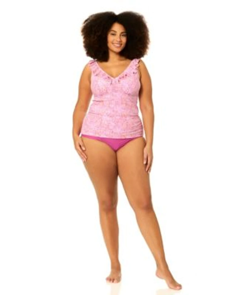 Raisins Curve Plus Size Andressa V Neck Swim Tankini Top Bottoms