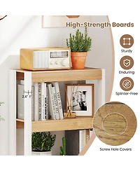 Slickblue 4 Tier Wood Bookshelf with Anti-Tip Kits for Home Storage