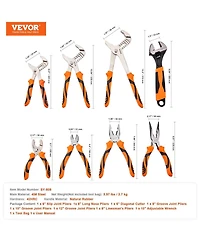 Xdovet 8-Piece Pliers Set, High Carbon Steel - 12", "10", "8" Groove and Linesman's Pliers and Adjustable Wrench and Tool Bag