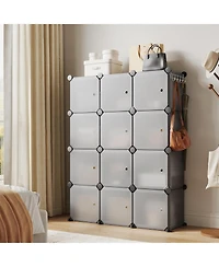 gaomon 12-Cube Stackable Modular Shoe Storage Cabinet Organizer with Doors