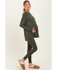Pinkblush Maternity Light Mocha Brushed Knit Oversized Top and Legging Set