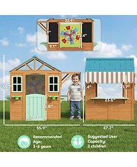 Qaba Outdoor Playhouse, Kids Playhouse for Kids 3-6 Years Imaginative Play