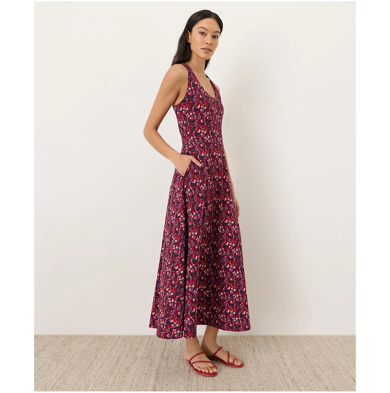 Pact Women's Fit & Flare Open Back Maxi Dress Made With Organic Cotton
