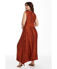 June + Vie Women's June + Vie Boatneck Cap-Sleeve Maxi Dress.